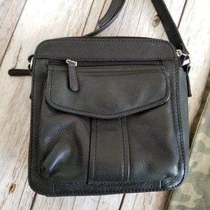 Fossil Leather Crossbody Bag Purse Black